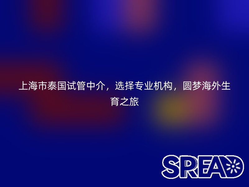 上海市泰国试管中介，选择专业机构，圆梦海外生育之旅