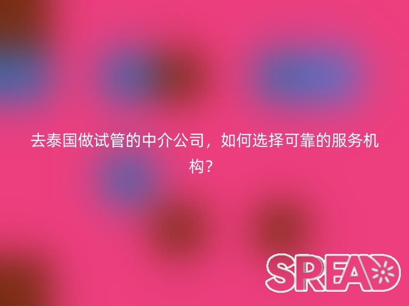 去泰国做试管的中介公司，如何选择可靠的服务机构？