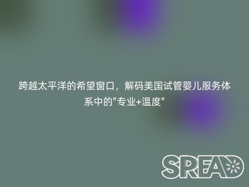 跨越太平洋的希望窗口，解码美国试管婴儿服务体系中的